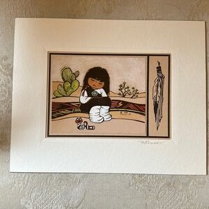 Vintage 1987 Southwestern Native American child with worm print